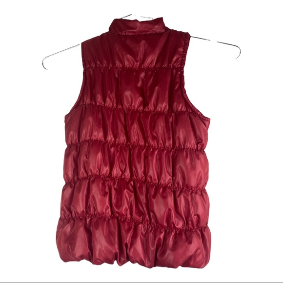 Red Sequined Puffer Zip Jacket Vest Sz S - Picture 6 of 6